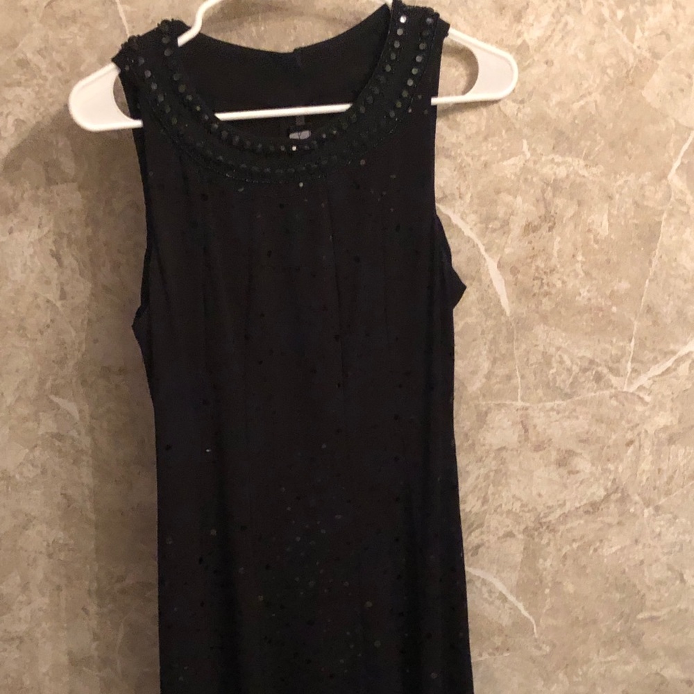 Black sequence dress with black sequins trim